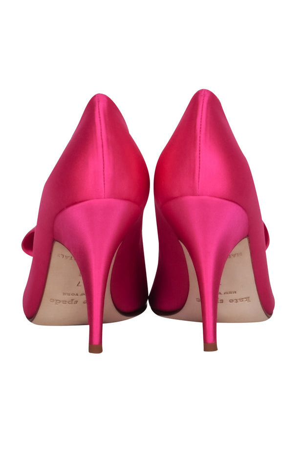 Current Boutique-Kate Spade - Hot Pink Satin Peep Toe Pumps w/ Applique Sz 7