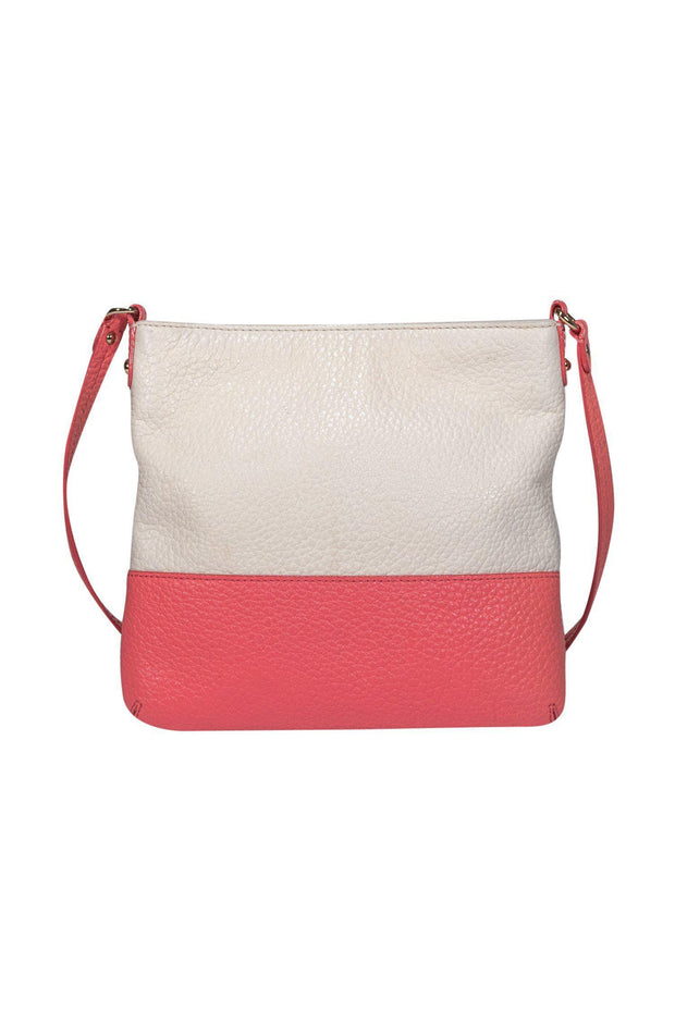 Current Boutique-Kate Spade - Ivory & Coral Pebbled Leather Crossbody