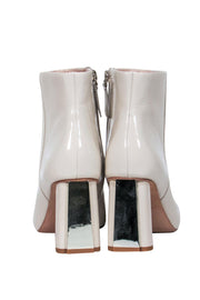 Current Boutique-Kate Spade - Ivory Patent Leather Block Heel Booties w/ Silver Hardware Sz 10