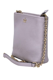 Current Boutique-Kate Spade - Light Grey Pebbled Leather Gold Chain Crossbody