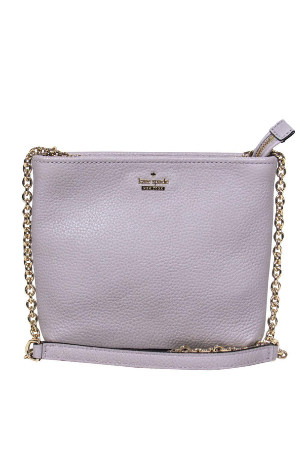 Current Boutique-Kate Spade - Light Grey Pebbled Leather Gold Chain Crossbody