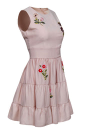 Current Boutique-Kate Spade - Light Pink Floral Embroidered Sleeveless Tiered Fit & Flare Dress Sz 6