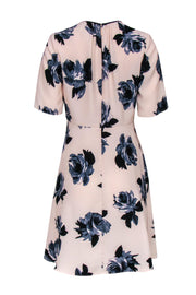 Current Boutique-Kate Spade - Light Pink & Navy Floral Print Short Sleeve A-Line Dress Sz 4