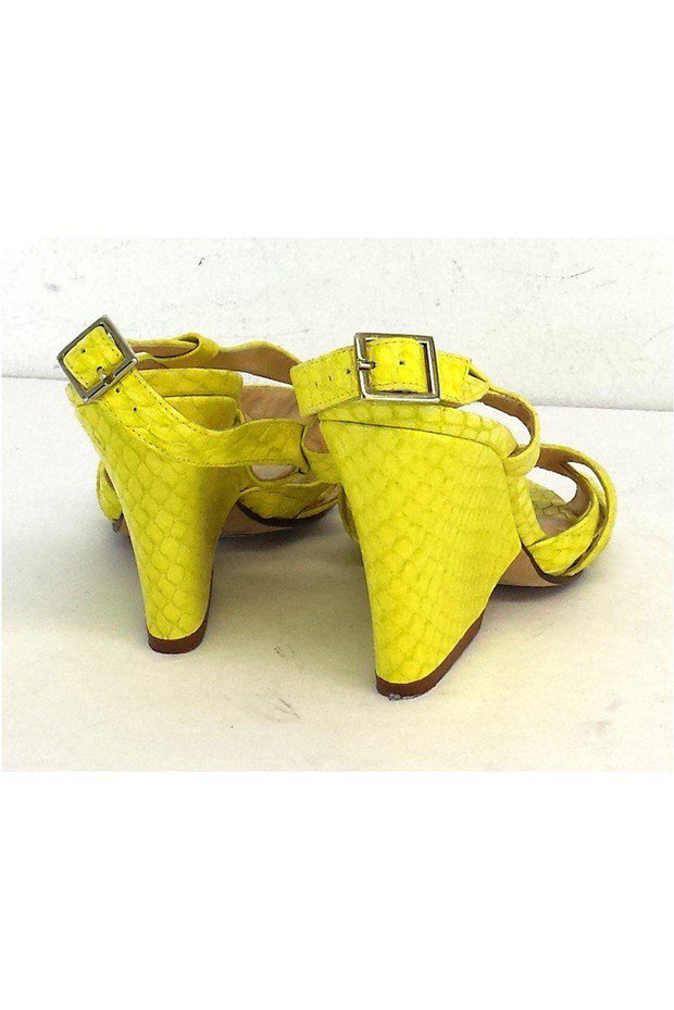 Current Boutique-Kate Spade - Lime Yellow Snakeskin Leather Wedges Sz 5