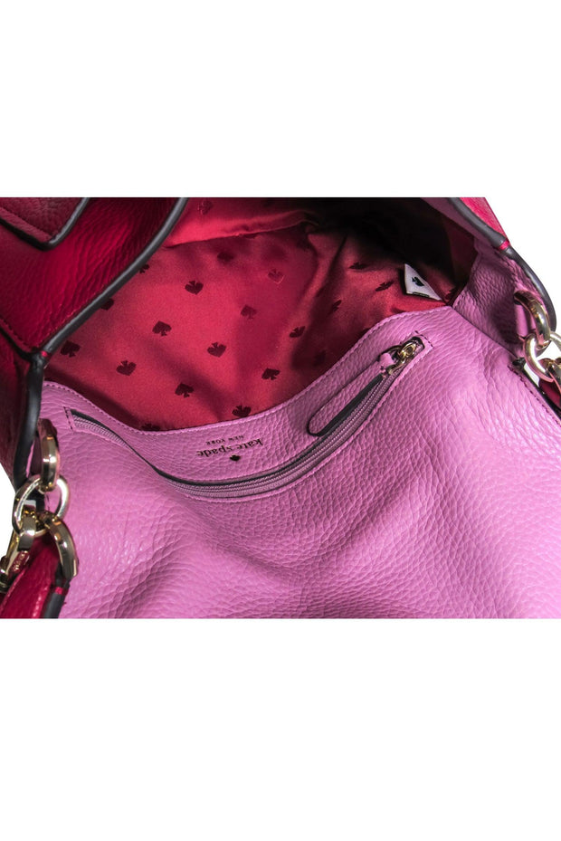 Current Boutique-Kate Spade - Magenta Pebbled Leather Fold-Over Convertible Crossbody