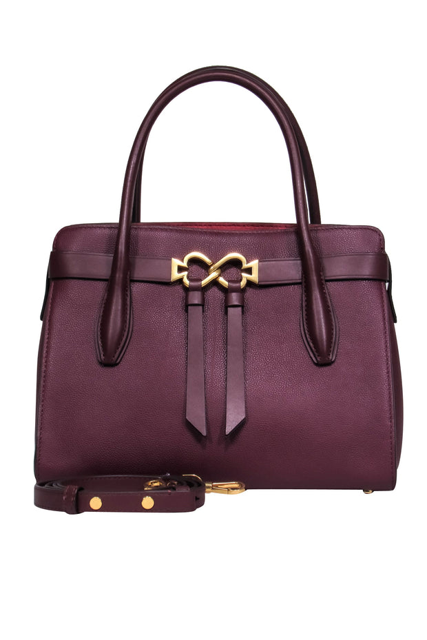 Kate Spade Maroon Double Handle Mini Tote Bag w Crossbody Strap