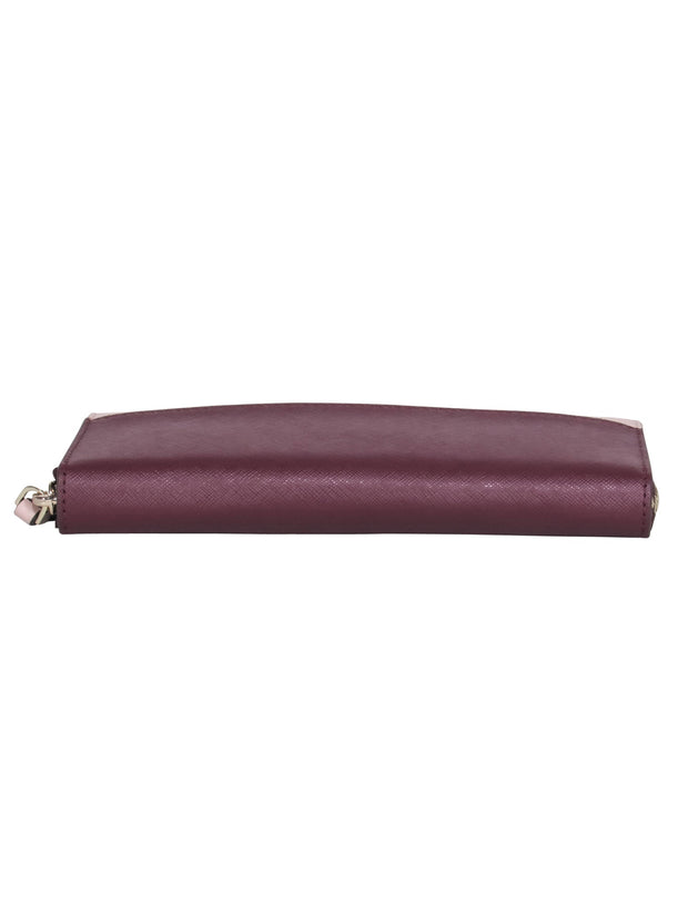 Current Boutique-Kate Spade - Maroon & Pink Large Continental Wallet
