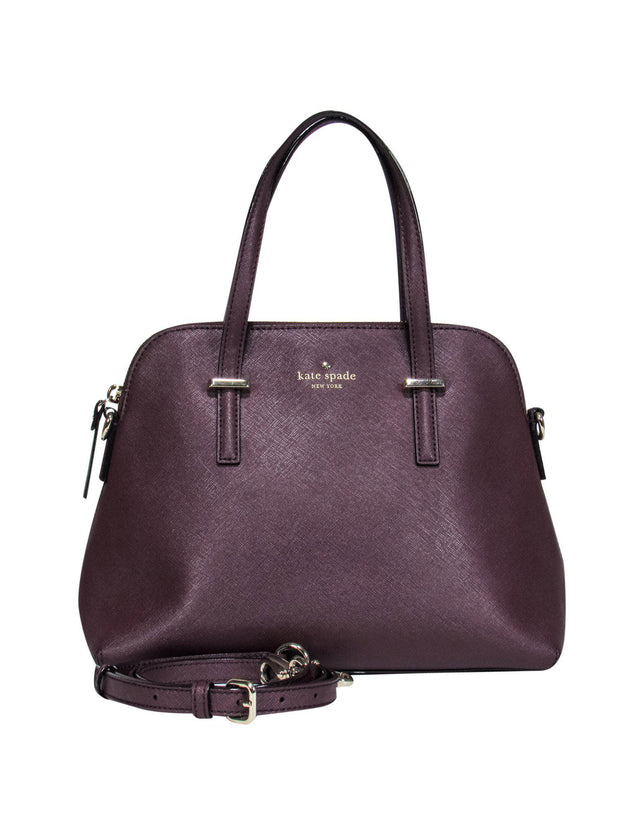 Current Boutique-Kate Spade - Maroon Textured Leather Convertible Satchel