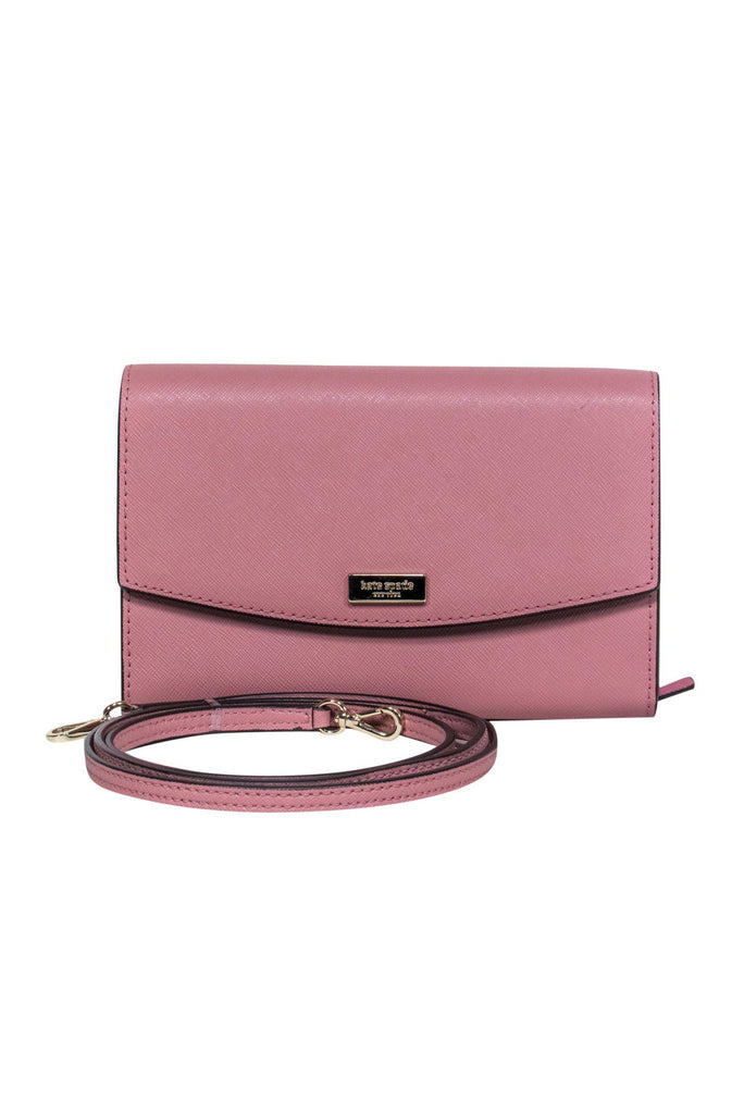 Kate Spade - Mauve Textured Leather Crossbody Wallet – Current Boutique
