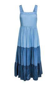 Current Boutique-Kate Spade - Multicolored Chambray Tiered Maxi Dress w/ Embroidery Sz M