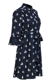 Current Boutique-Kate Spade - Navy Husky Print Shift Dress w/ Belt Sz M