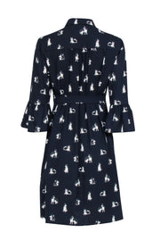 Current Boutique-Kate Spade - Navy Husky Print Shift Dress w/ Belt Sz M