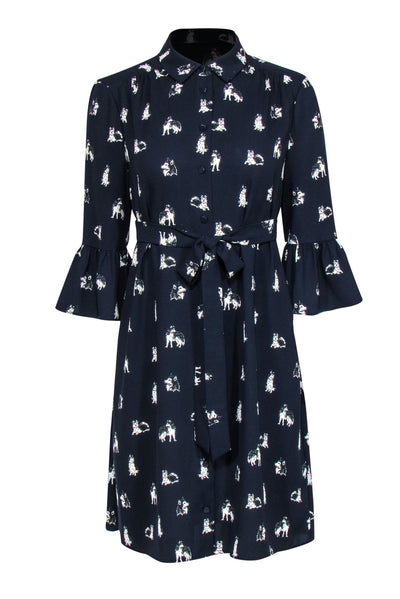 Current Boutique-Kate Spade - Navy Husky Print Shift Dress w/ Belt Sz M