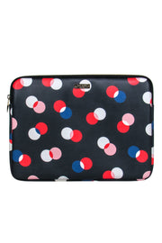 Current Boutique-Kate Spade - Navy & Multicolor Polka Dot Zippered Leather Laptop Case