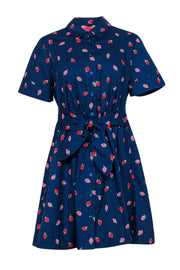 Current Boutique-Kate Spade - Navy Strawberry Print Short Sleeve Fit & Flare Dress Sz M