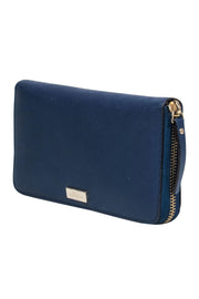 Current Boutique-Kate Spade - Navy Textured Leather Zipper Wallet