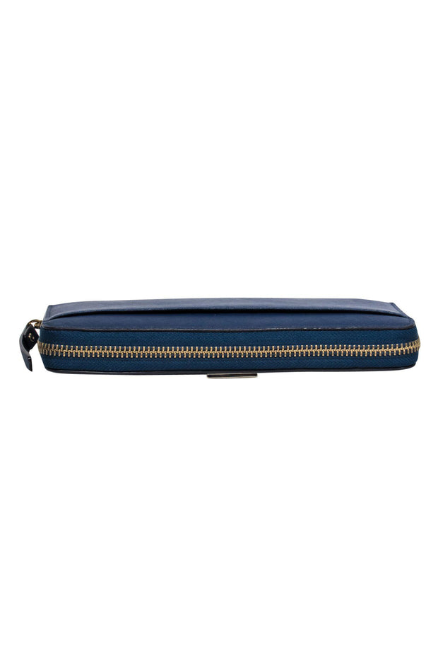 Current Boutique-Kate Spade - Navy Textured Leather Zipper Wallet