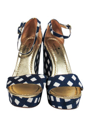 Current Boutique-Kate Spade - Navy & White Checkered Wedges Sz 9.5