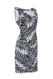 Current Boutique-Kate Spade - Navy & White Leaf Print Silk Dress Sz 10
