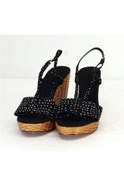 Current Boutique-Kate Spade - Navy & White Polka Dot Woven Wedges Sz 9.5