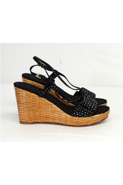Current Boutique-Kate Spade - Navy & White Polka Dot Woven Wedges Sz 9.5
