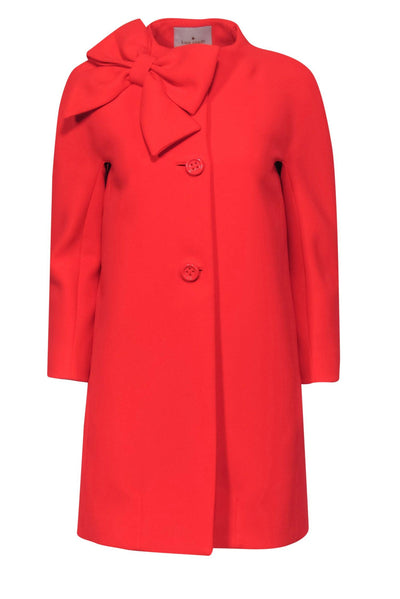 Current Boutique-Kate Spade - Neon Pink Button-Up Midi Coat w/ Large Bow Sz 2