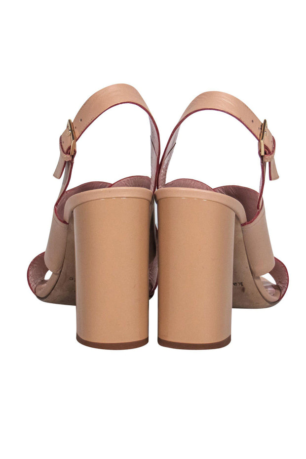 Current Boutique-Kate Spade - Nude Leather Slingback Block Heeled Sandals Sz 10