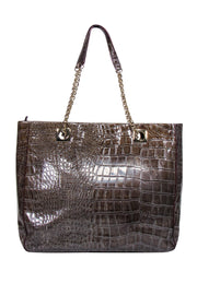 Current Boutique-Kate Spade - Olive Green Alligator Print Tote w/ Chain Handle