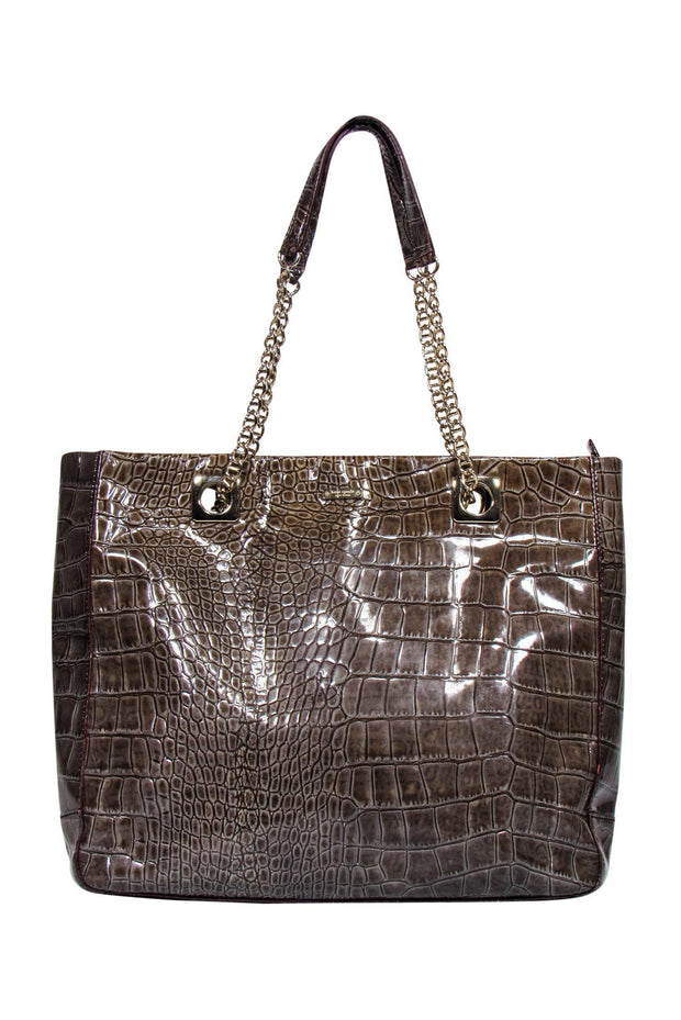 Current Boutique-Kate Spade - Olive Green Alligator Print Tote w/ Chain Handle