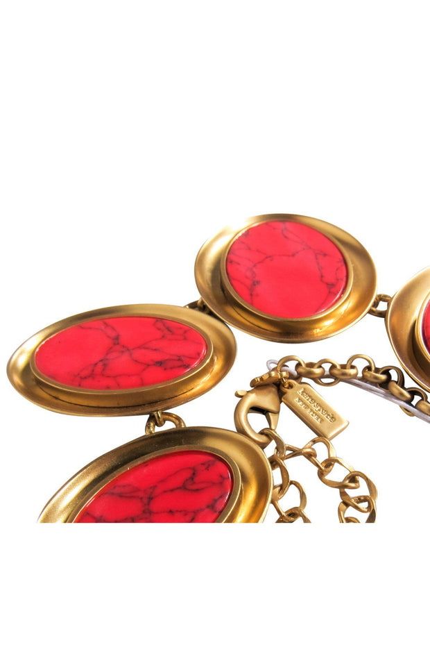 Current Boutique-Kate Spade - Orange & Gold Oval Statement Necklace