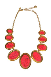 Current Boutique-Kate Spade - Orange & Gold Oval Statement Necklace
