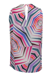 Current Boutique-Kate Spade - Pastel Multi-Print Silk Tank w/ Keyhole Back Sz M