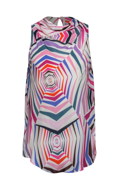 Current Boutique-Kate Spade - Pastel Multi-Print Silk Tank w/ Keyhole Back Sz M