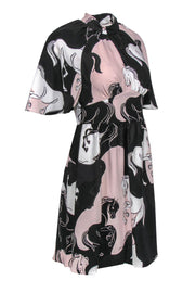 Current Boutique-Kate Spade - Pink, Black & White Horse Print Short Sleeve Fit & Flare Dress Sz 0