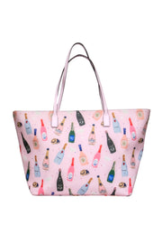 Current Boutique-Kate Spade - Pink Champagne Bottles Print Tote Bag