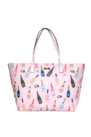 Current Boutique-Kate Spade - Pink Champagne Bottles Print Tote Bag