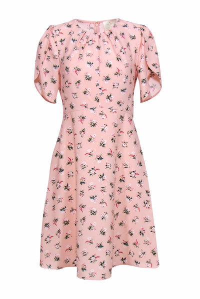 Current Boutique-Kate Spade - Pink Floral Print Short Sleeve Fit & Flare Mini Dress Sz 6