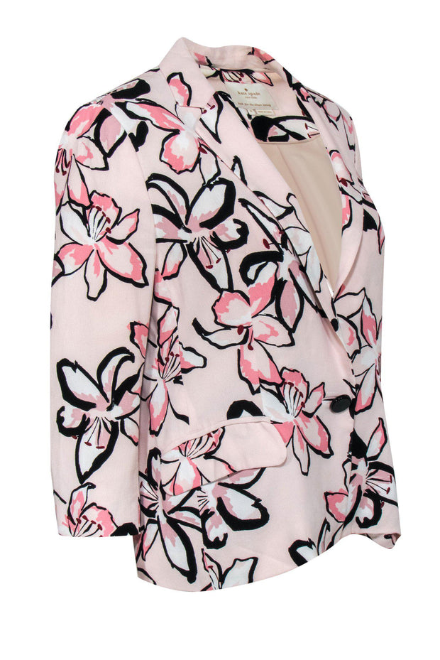 Current Boutique-Kate Spade - Pink Floral Print Single Button Blazer Sz 8