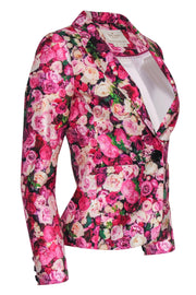 Current Boutique-Kate Spade - Pink & Multicolor Floral Print Buttoned Blazer Sz 0