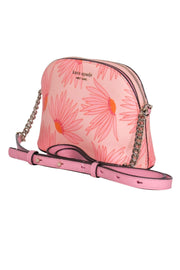 Current Boutique-Kate Spade - Pink & Orange Textured Leather Floral Print Crossbody Bag