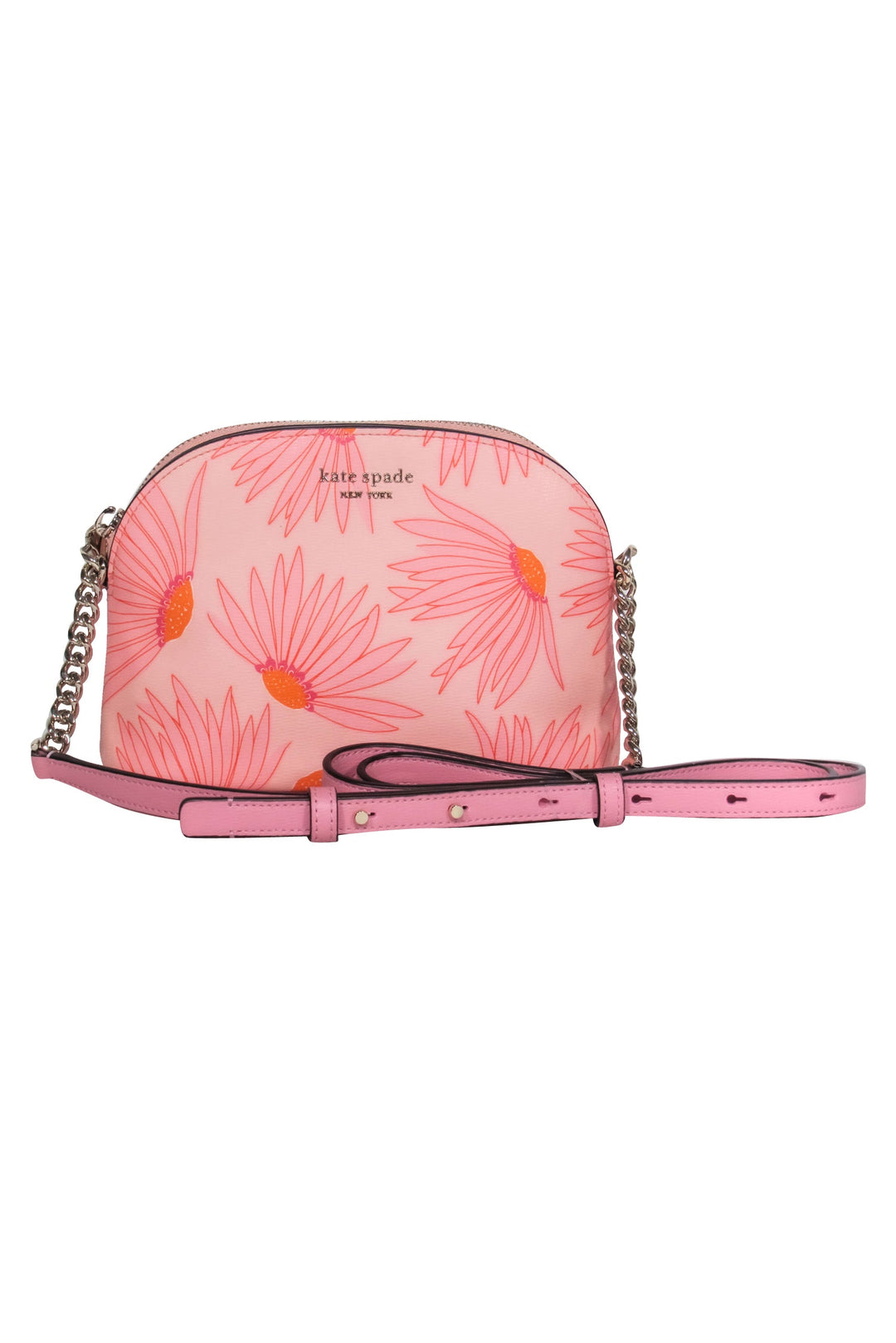 Kate Spade Pink Orange Textured Leather Floral Print Crossbody Bag Current Boutique