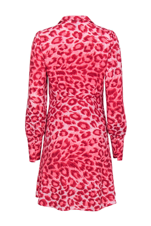 Current Boutique-Kate Spade - Pink & Red Fit & Flare Dress Cheetah Print w/ Buttons Sz 6