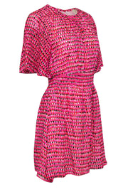 Current Boutique-Kate Spade - Pink & Red Printed Silk Blend Flutter Sleeve Dress Sz XS