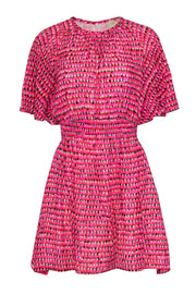 Current Boutique-Kate Spade - Pink & Red Printed Silk Blend Flutter Sleeve Dress Sz XS