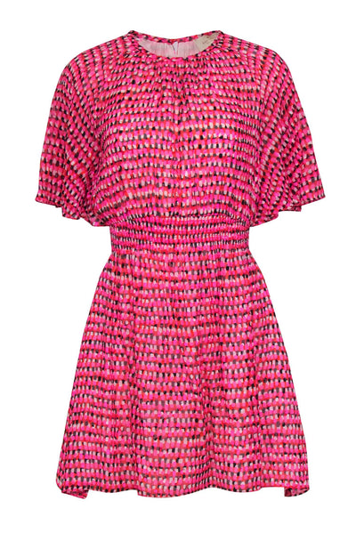 Current Boutique-Kate Spade - Pink & Red Printed Silk Blend Flutter Sleeve Dress Sz XS