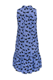 Current Boutique-Kate Spade - Purple Cat Print Drop Waist Shift Dress w/ Neck Tie Sz S