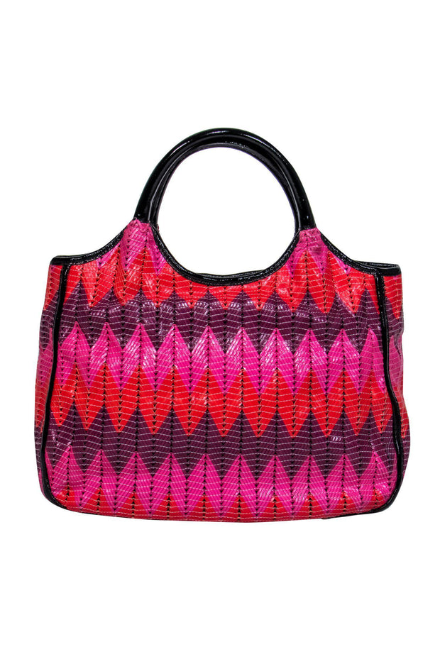Current Boutique-Kate Spade - Purple, Pink & Red Woven Chevron Basket Bag