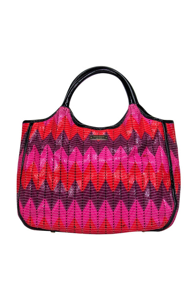 Current Boutique-Kate Spade - Purple, Pink & Red Woven Chevron Basket Bag