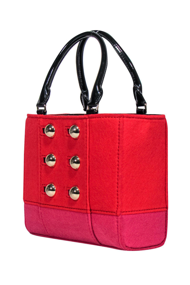 Current Boutique-Kate Spade - Red & Pink Wool Satchel w/ Buttons