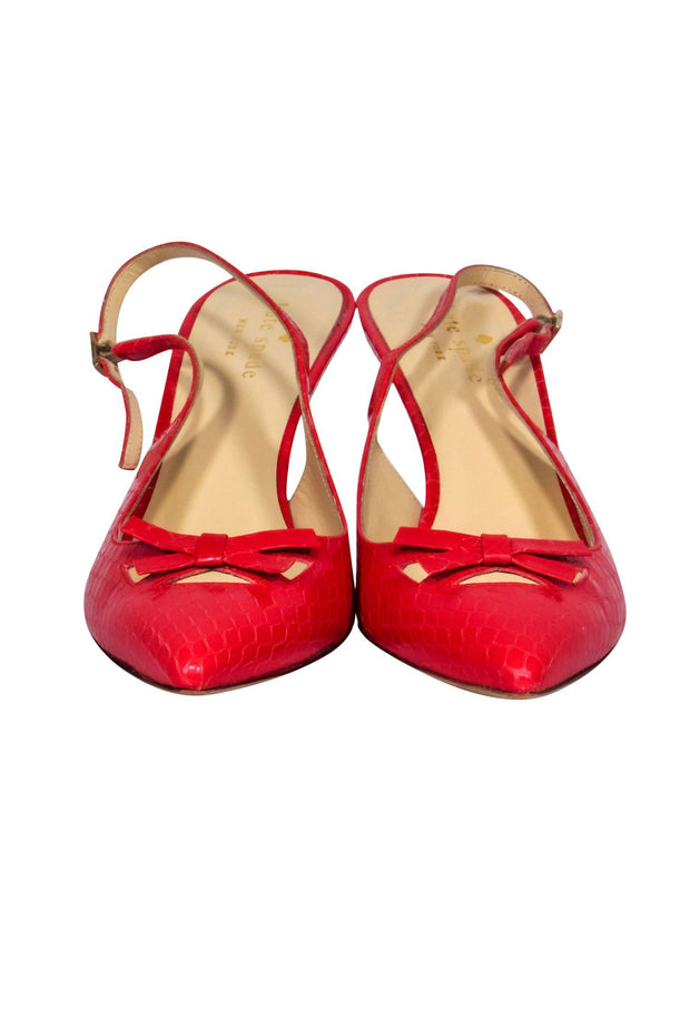 Current Boutique-Kate Spade - Red Reptile Textured Slingback Heels Sz 6.5